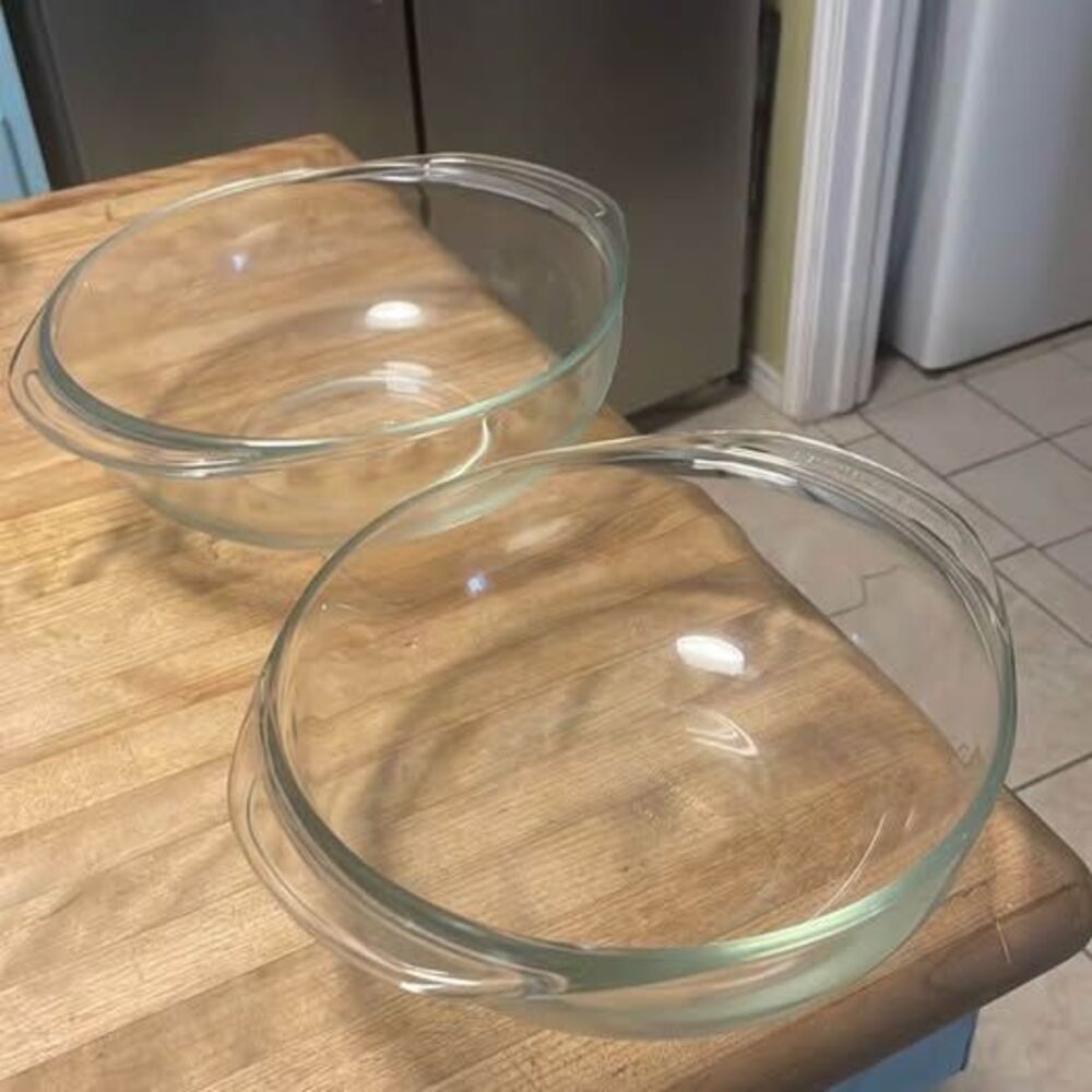 Pyrex 023 1.5L Clear Glass Casserole Bowls - Set of 2